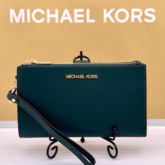 Michael Kors DoubleZip Wallet Wristlet Phone Case Racing Green - Picture 4 of 15
